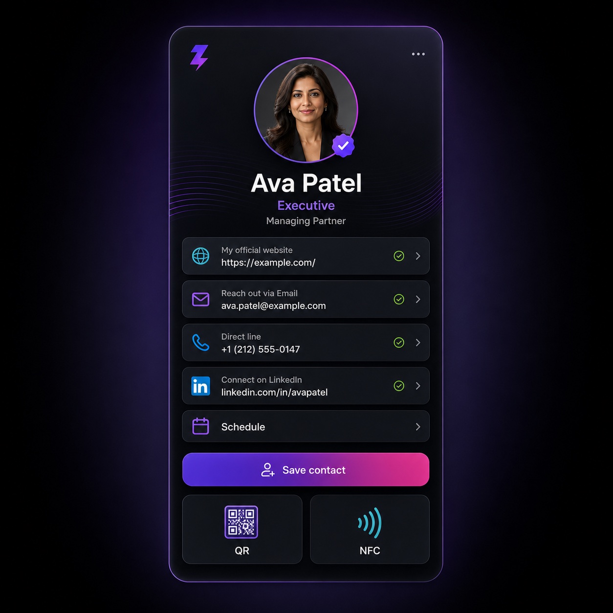 Executive vCard preview