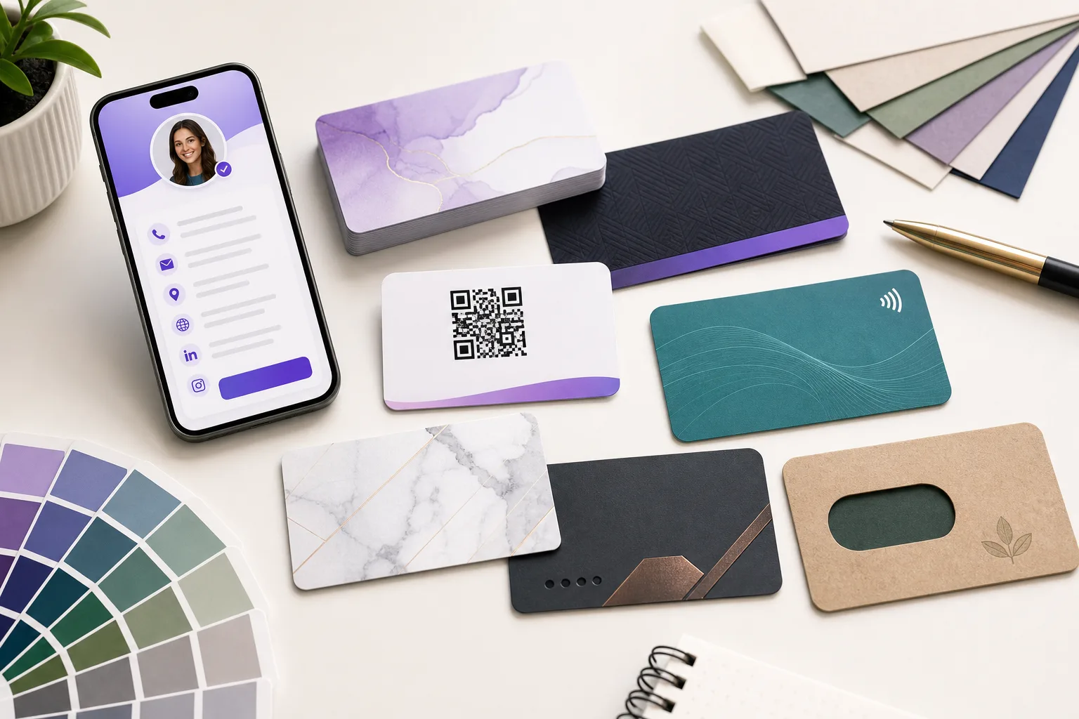 Creative business card ideas with QR codes and contact sharing details