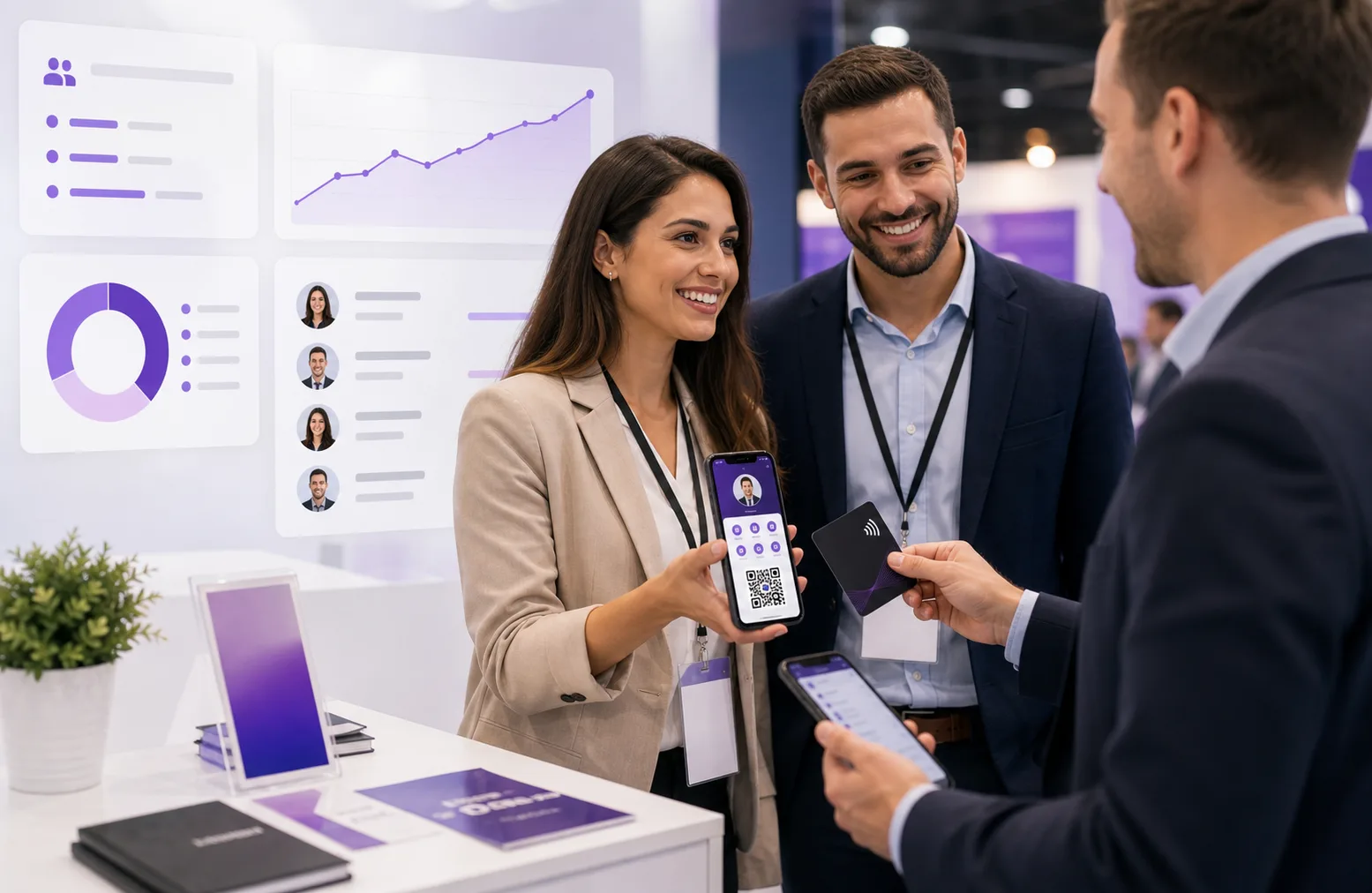 Team sales dashboard with shared digital business card contacts and follow ups