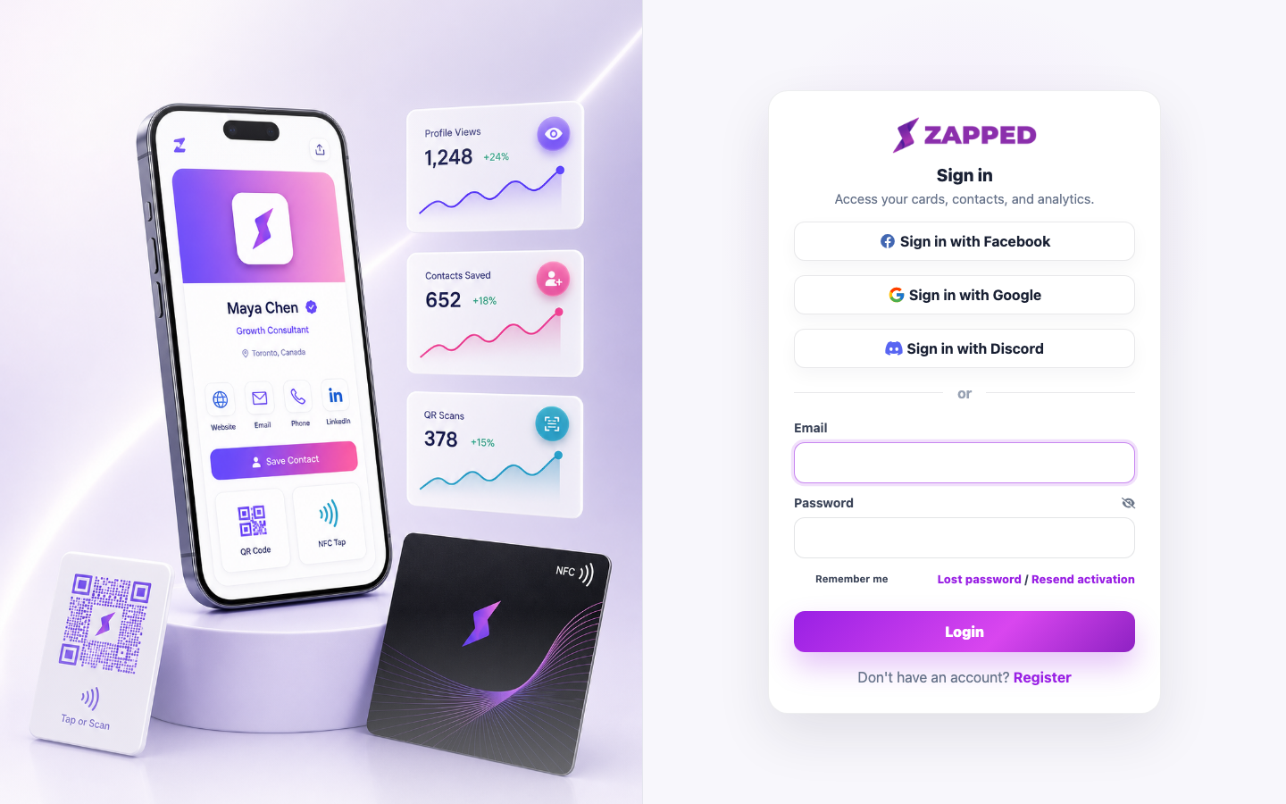 Fictional Zapped sign-in page.