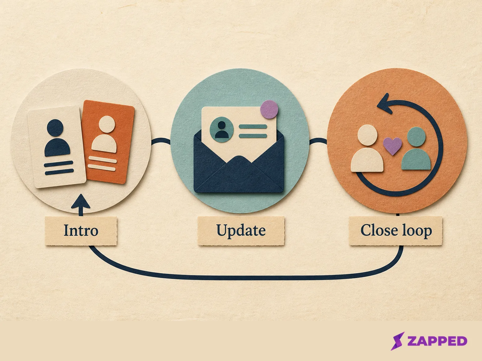Conceptual path from Intro to Update to Close loop and back to the relationship.