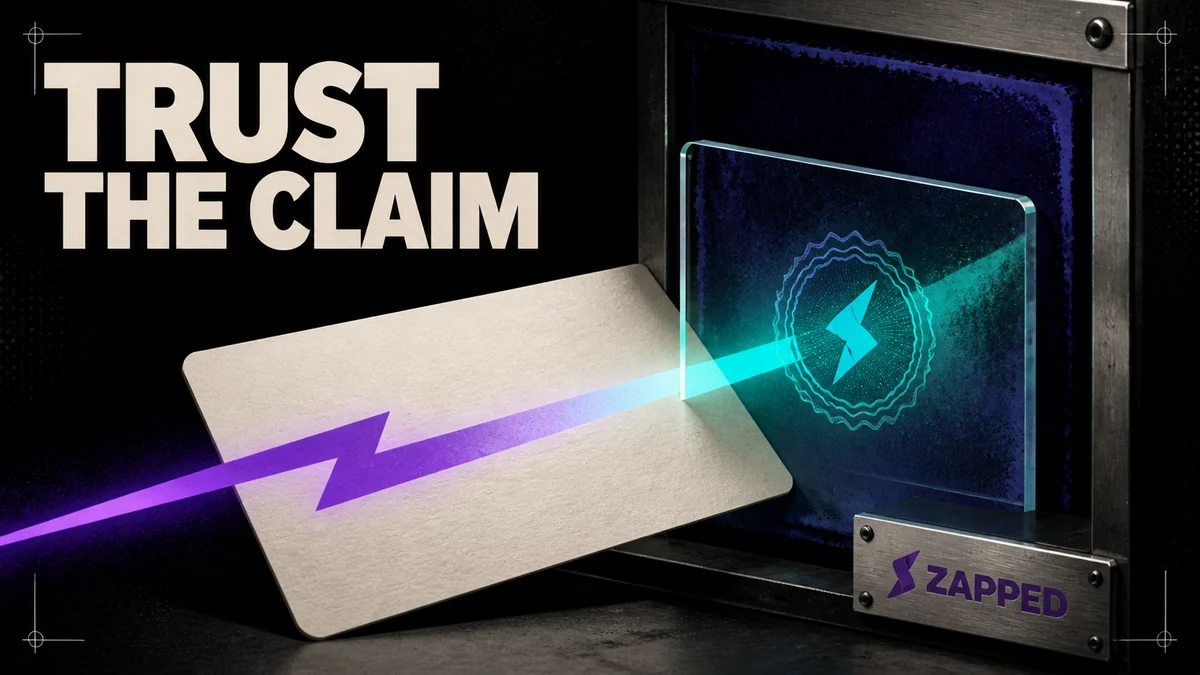 Abstract digital credential moving from an issuer through a wallet to a verifier, with a clear trust chain