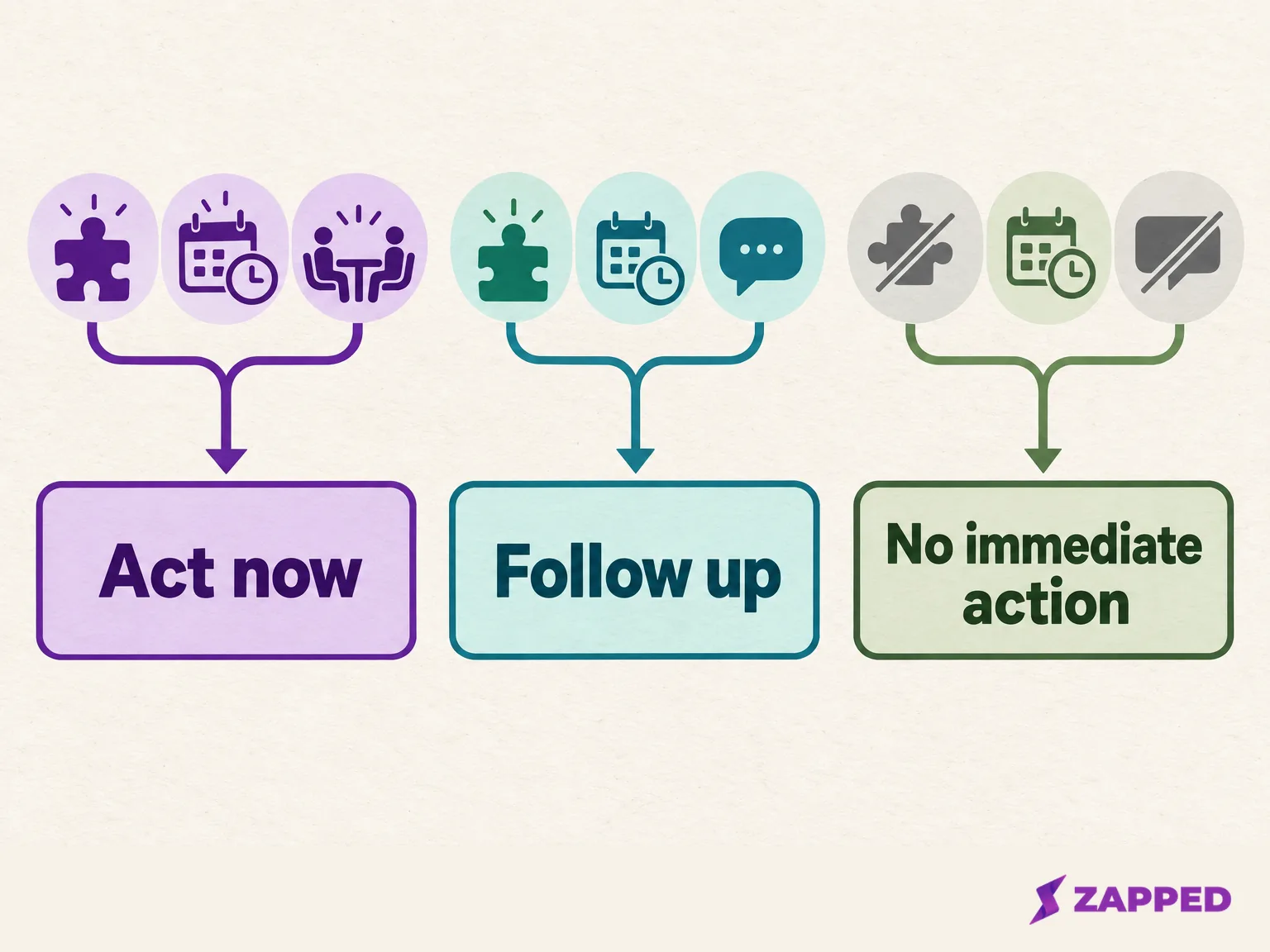 Suggested lead follow-up tiers based on fit, timing, and the visitor's requested next step.