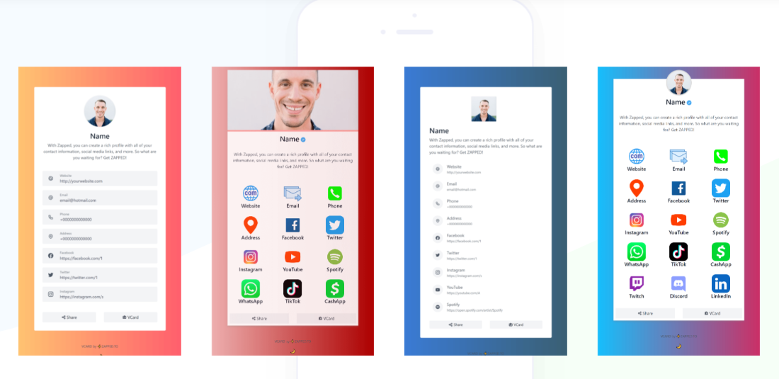 Digital business card on iPhone