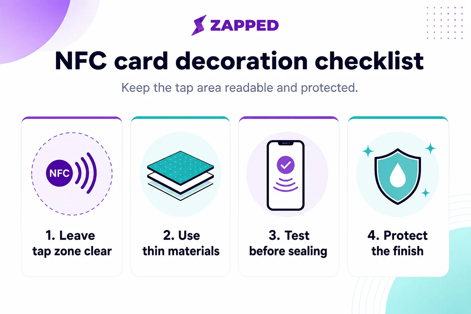 NFC card decoration checklist for keeping the tap zone readable