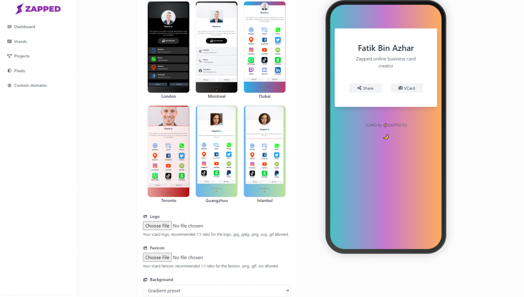 Best Virtual business card customization
