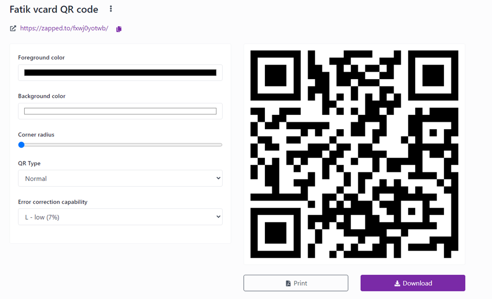 Sharing digital business card with QR code