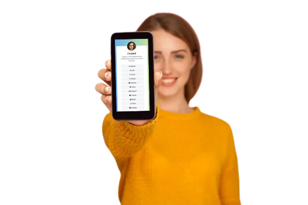 Zapped virtual business card profile preview