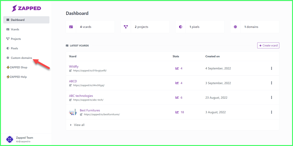 How to Access Custom Domains Section?