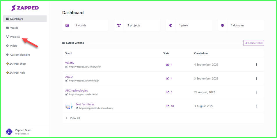 How to Access Projects Section?
