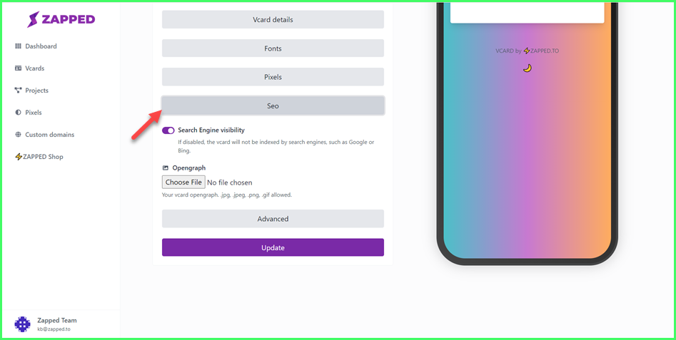 How to Edit Settings for your vCard?