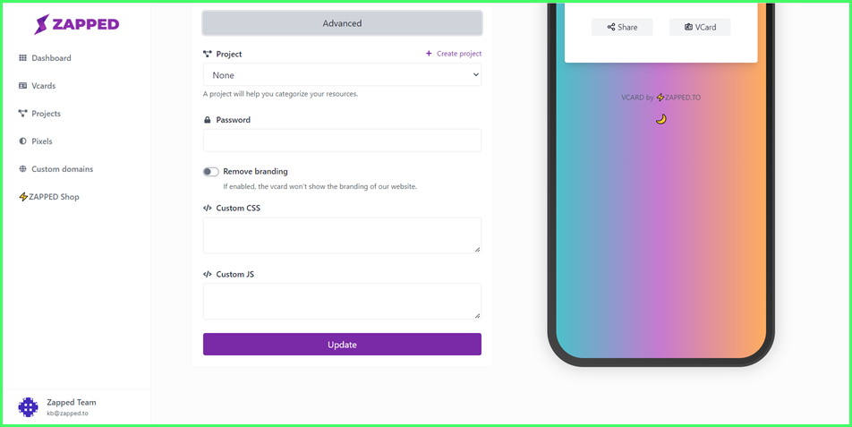 How to Edit Settings for your vCard?