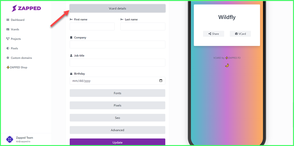 How to Edit Settings for your vCard?