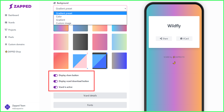 How to Edit Settings for your vCard?