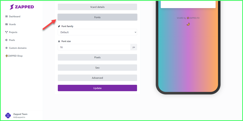 How to Edit Settings for your vCard?